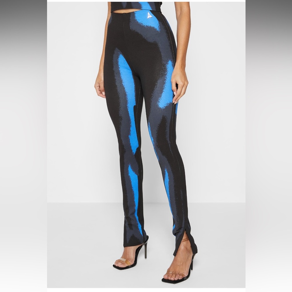 Maniere De Voir Black and Blue High-Waist Skinny Jumpsuit Pants